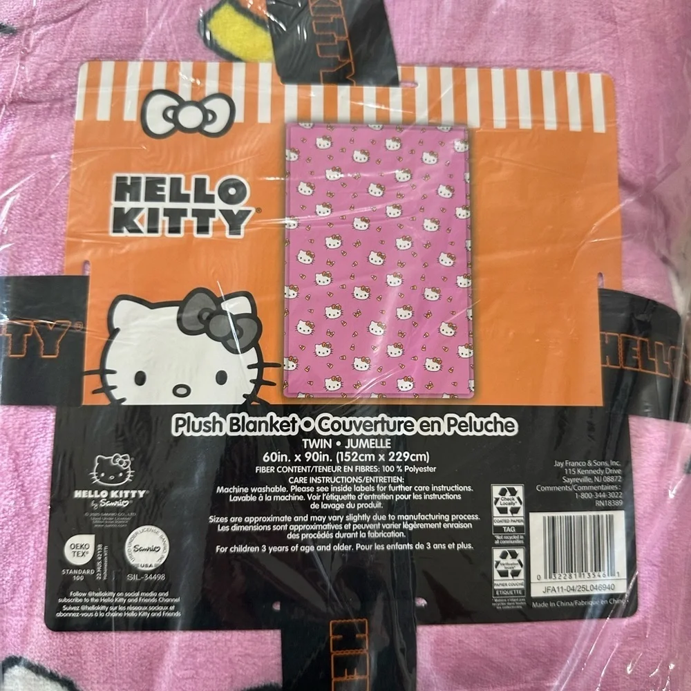 Hello Kitty Halloween Candy Corn Pink Twin Size Plush Throw Blanket